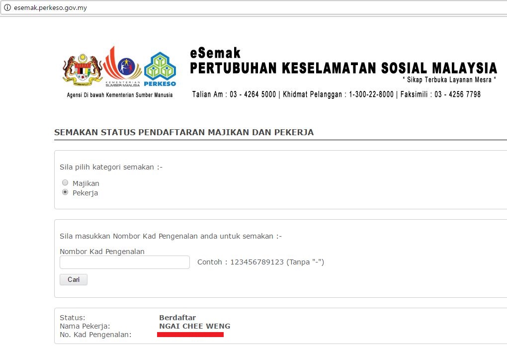 Majikan register perkeso SOCSO Account